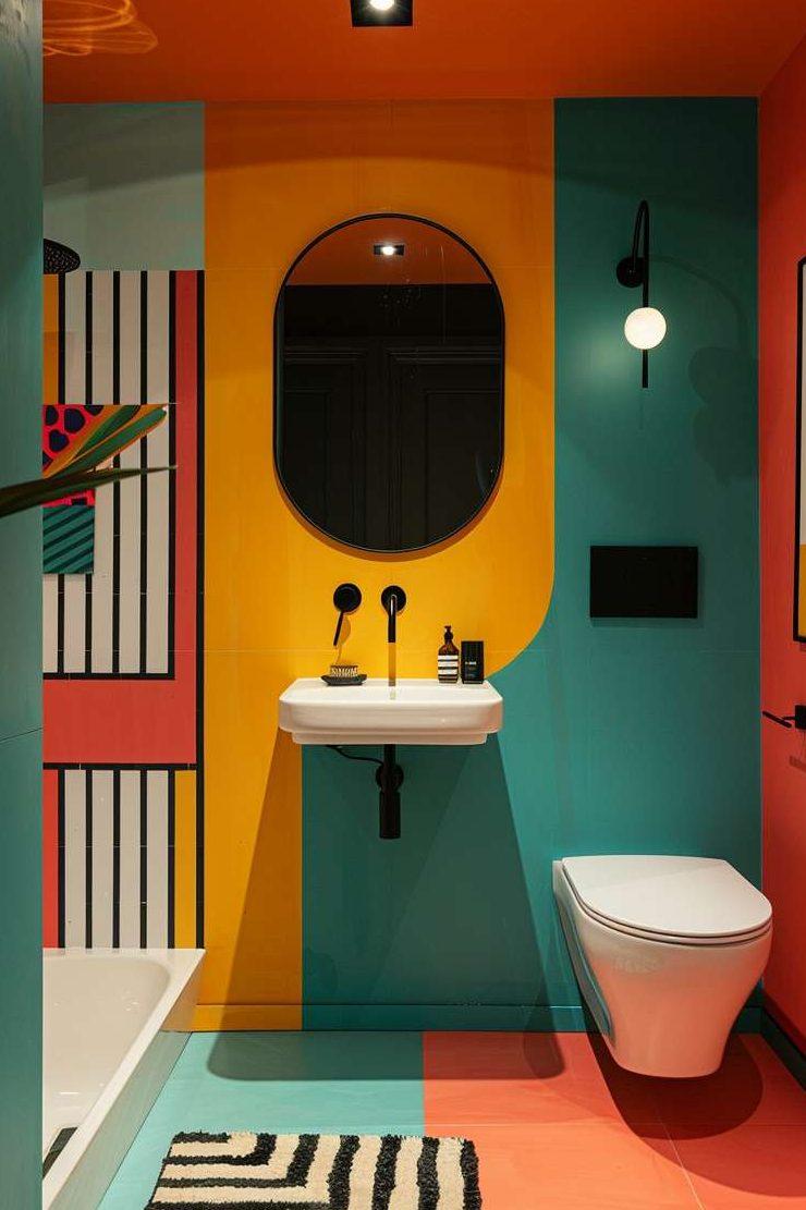 Implement a​ playful color gradient ⁤for‌ a cheerful vibe in your eclectic bathroom