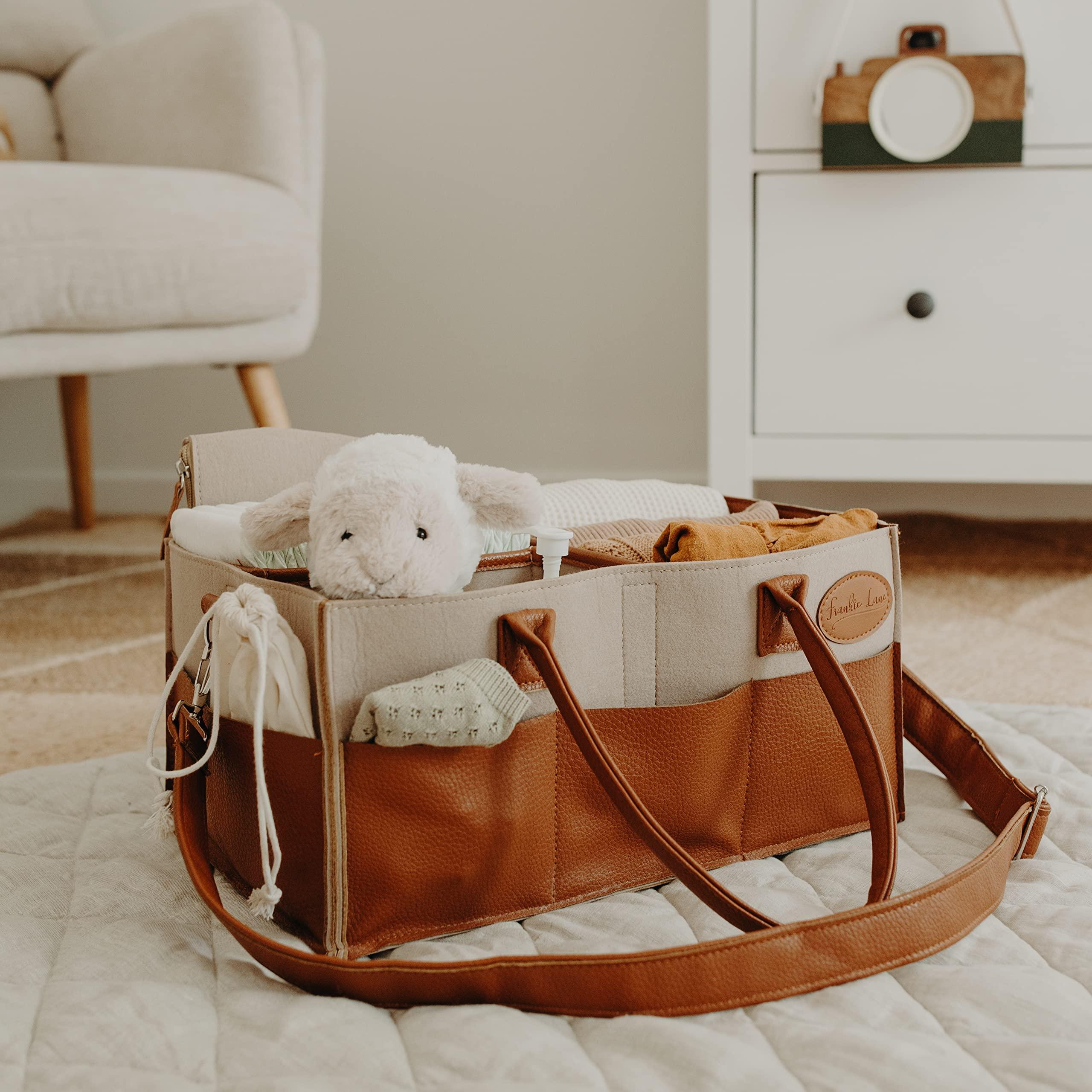 Keep a diaper caddy handy for convenience in your small nursery