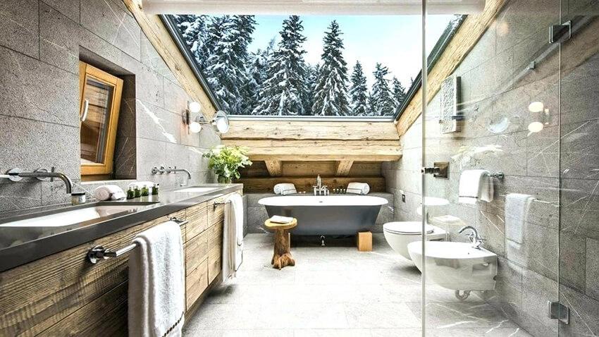 Install a skylight to bathe‍ your Chalet Bathroom​ in natural light