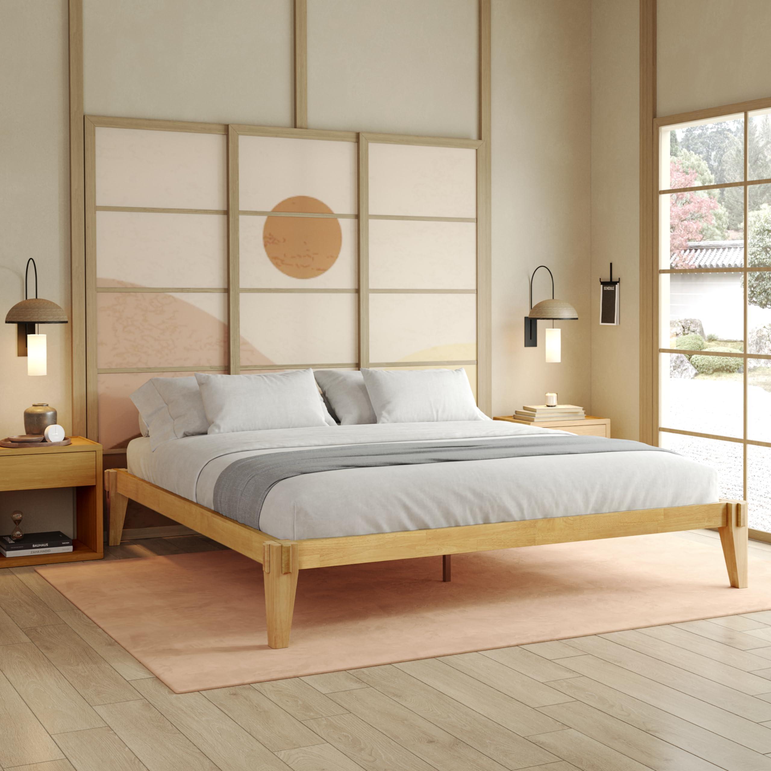 A simple bed frame‌ centered as ‍the focal point in ​Minimalist⁤ Bedroom