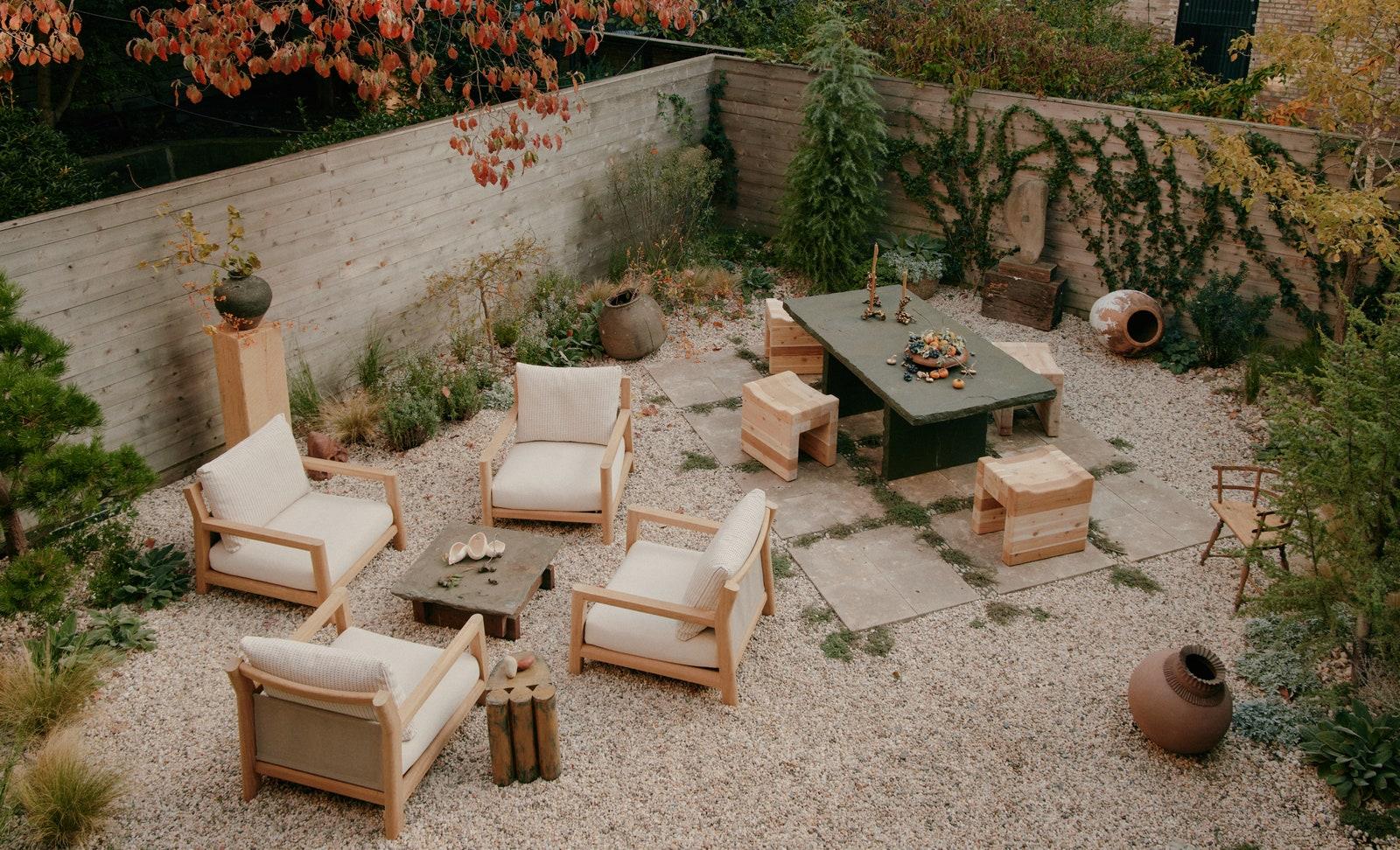 Arrange outdoor furniture in a conversational layout for community in your backyard oasis