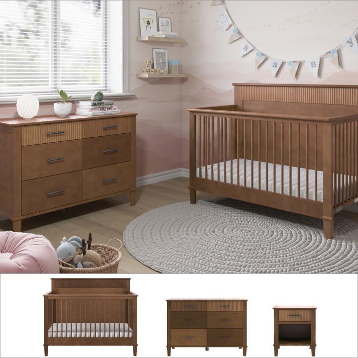 Choose light-colored furniture to brighten your small nursery