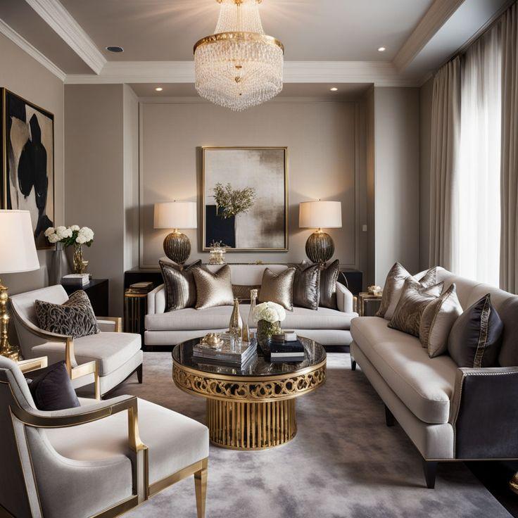 Glam Bedroom: Add luxurious fabrics and ​metallic accents for elegance