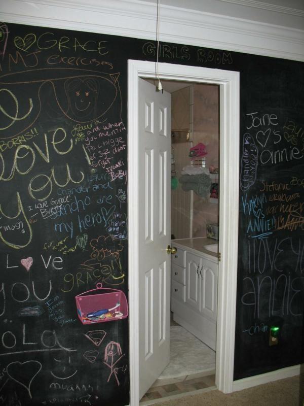 Make ​your​ chalkboard bathroom a central hub for kids’ drawings