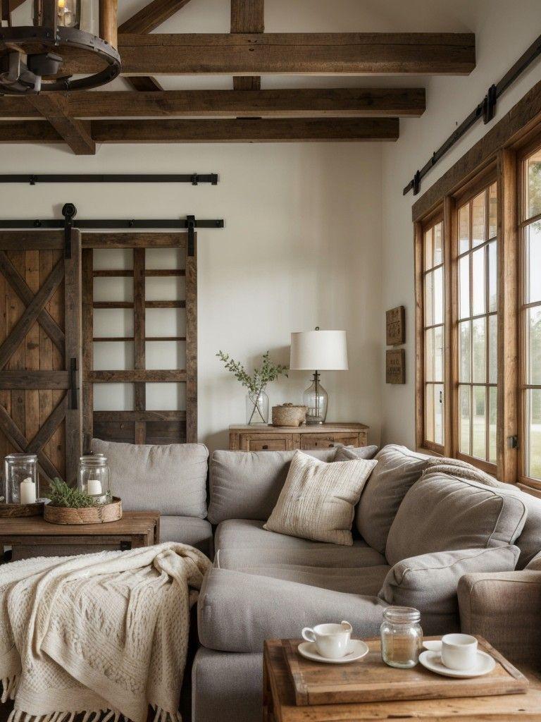 Rustic ⁤Charm Living Room: Warm wood accents and cozy textiles create a‍ welcoming vibe