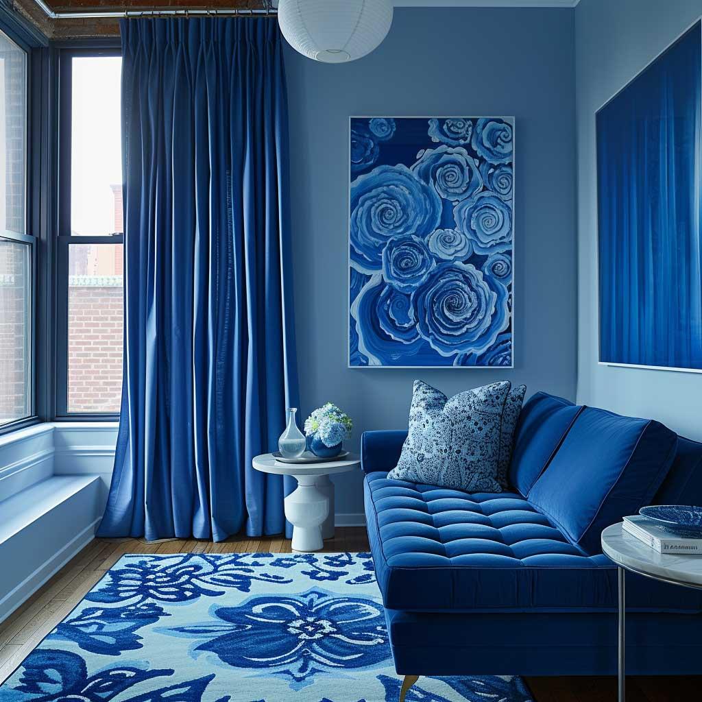 Design a multi-functional space in your blue living room for versatility