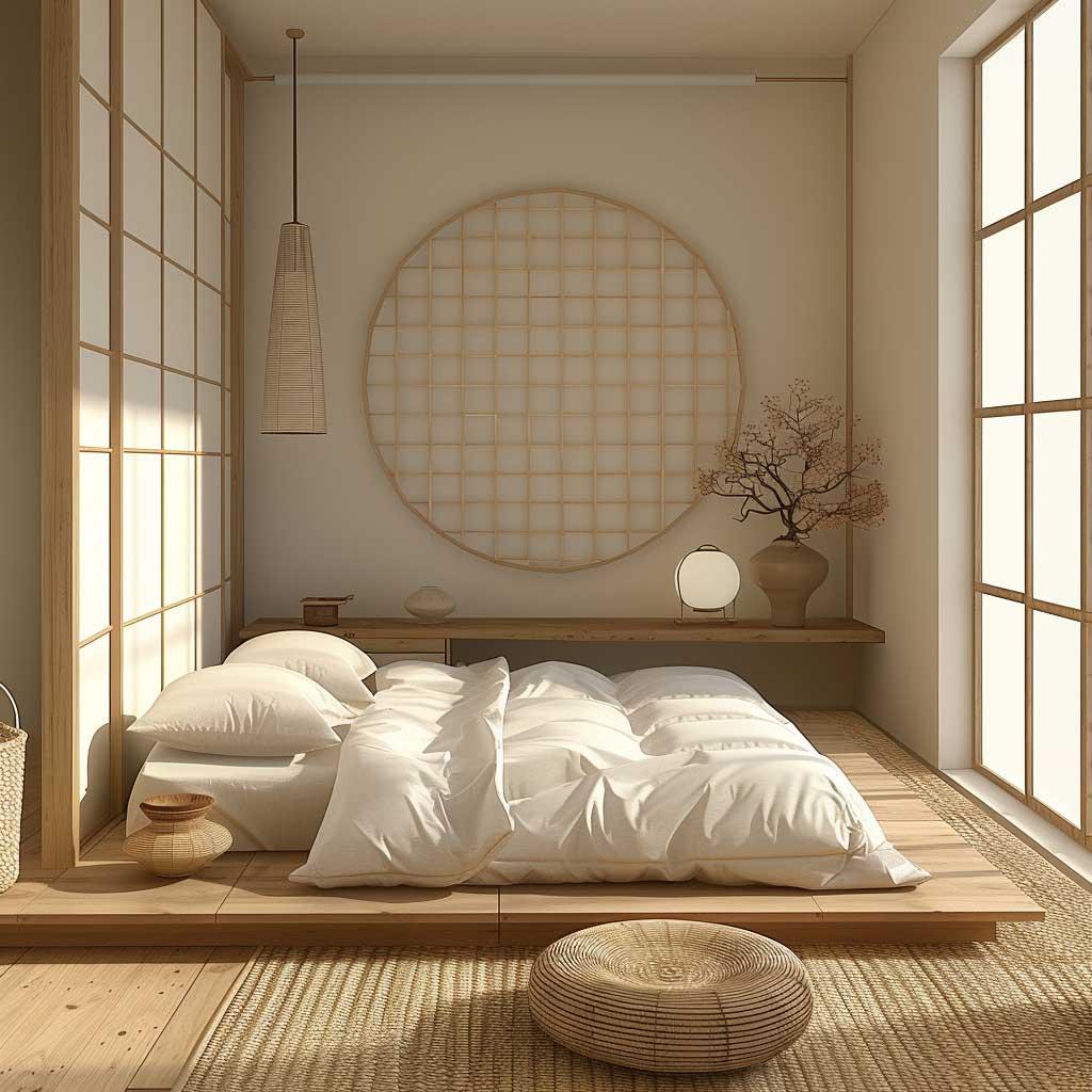 Design a serene atmosphere with calming sounds ⁣in minimalist bedroom