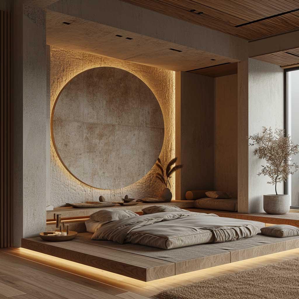 Zen Bedroom: Simple decor and natural elements promote peace and relaxation