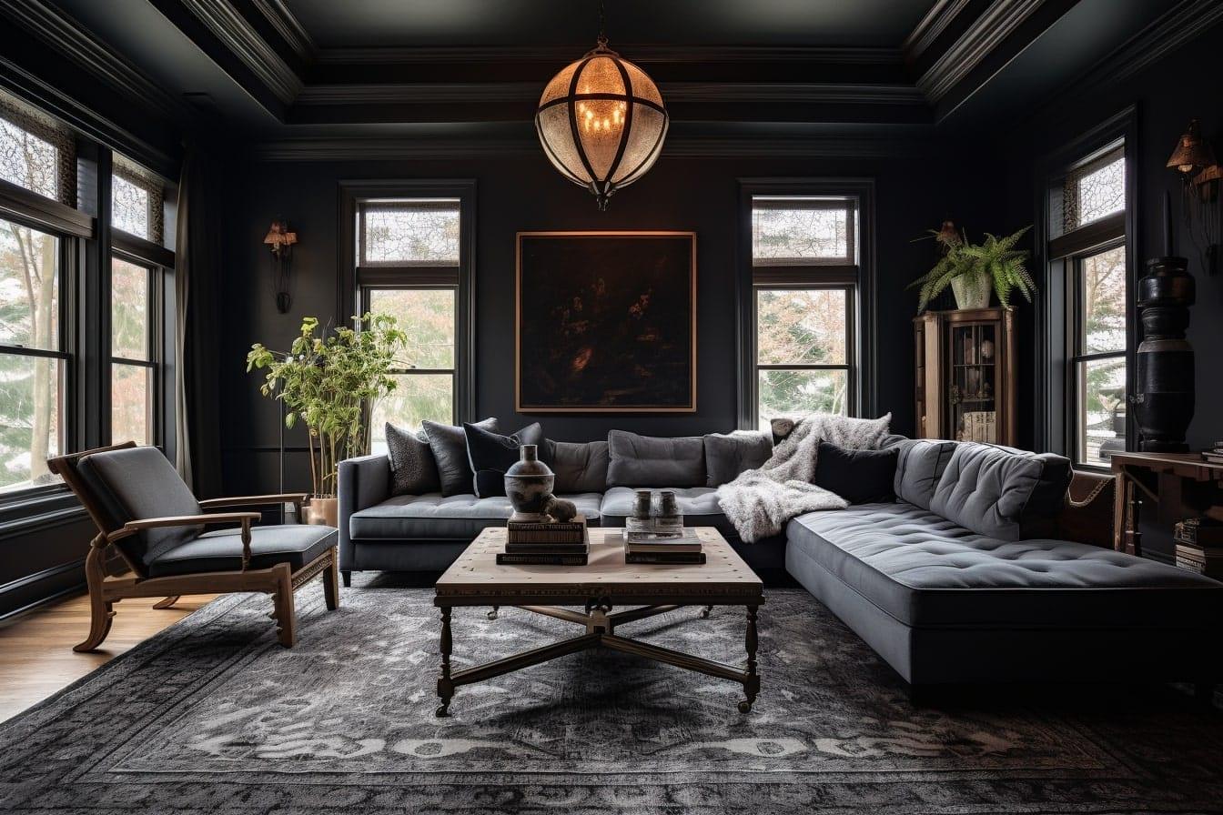 Gothic ⁣Living ⁤Room: Infuse drama with dark colors ‌and ornate details