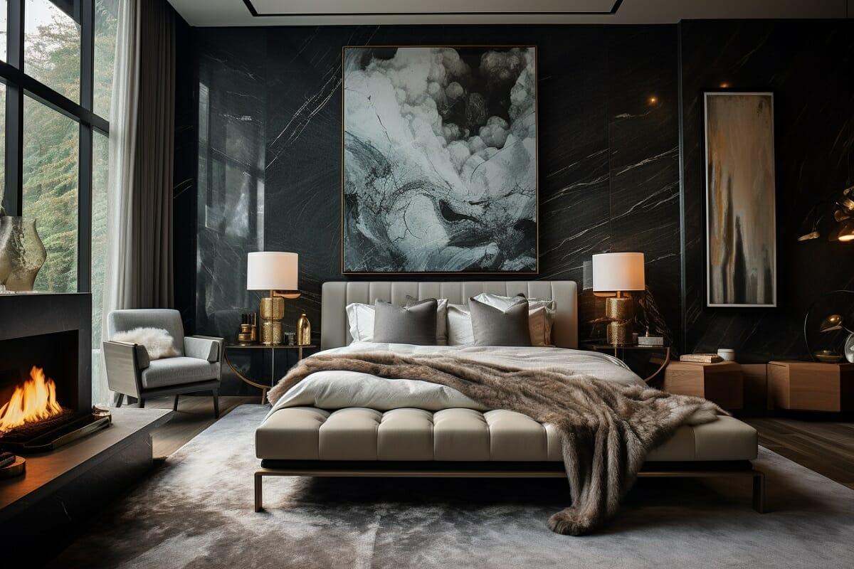 Make a statement with oversized artwork, reflecting the bold Bedroom Trend of 2024