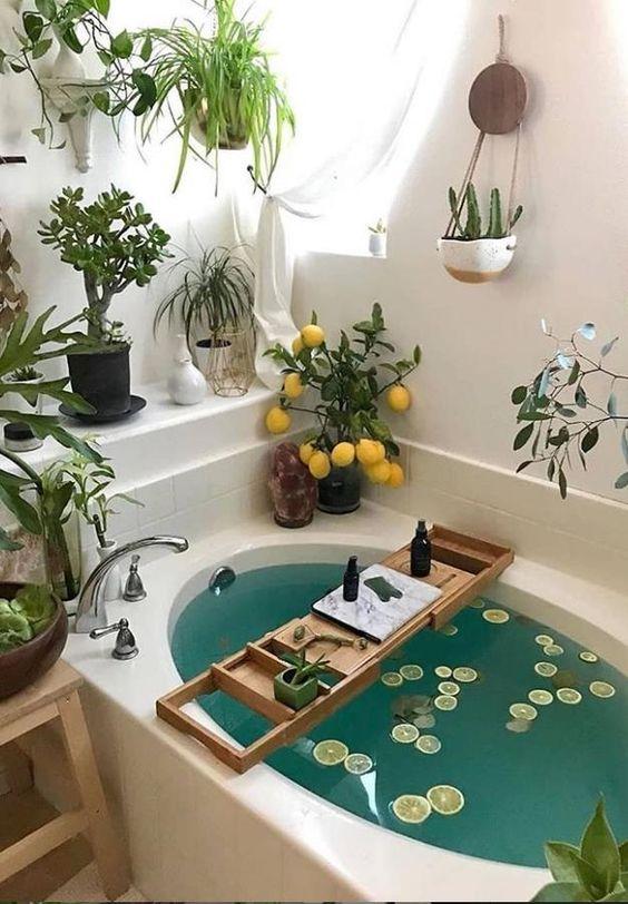 Statement potted plants for vibrant life in your boho bathroom