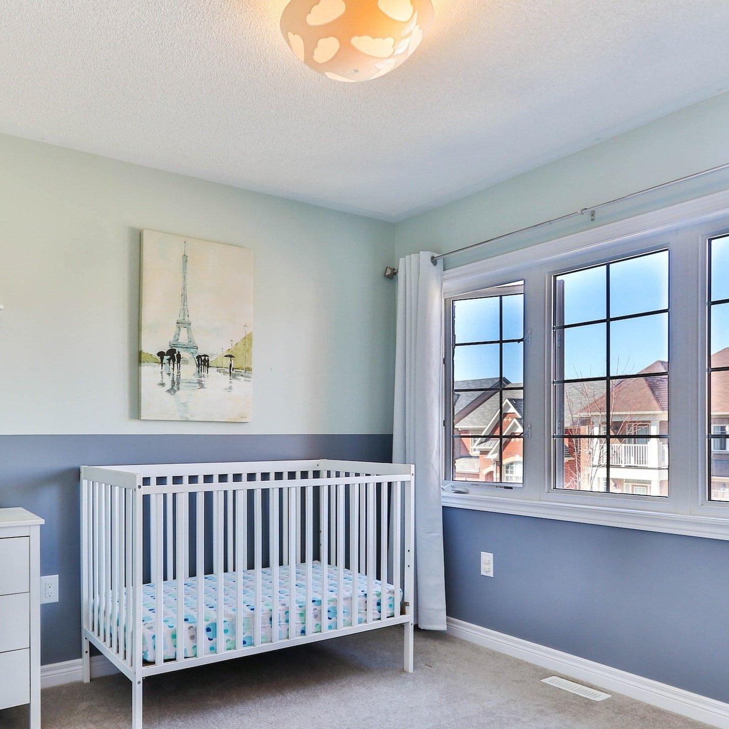 Decorate in light colors to give your small nursery a spacious feel