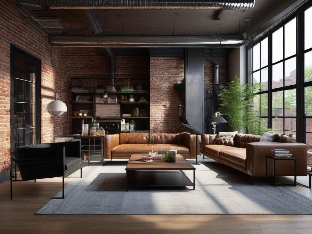 Industrial ‍Living Room: Exposed brick and metal accents for an‌ urban vibe