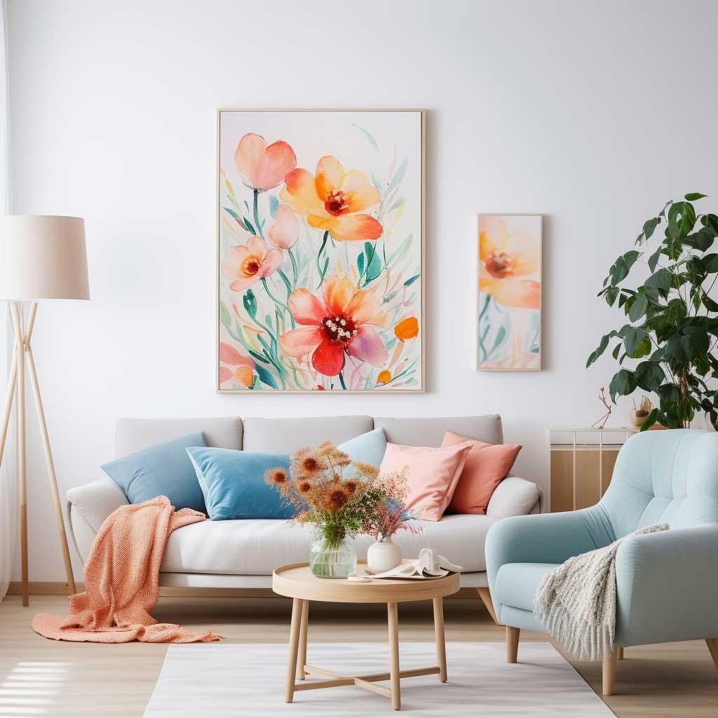 Bold art pieces pop against neutral living room⁣ backgrounds, creating visual drama