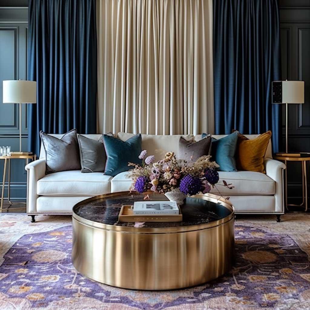 Statement curtains add elegance to your Contemporary ‍Living Room