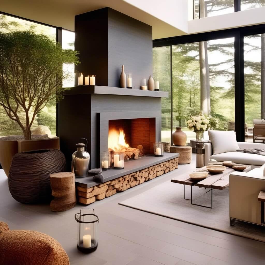 Incorporate a⁤ fireplace or candles to enhance warmth in your Earthy Living Room