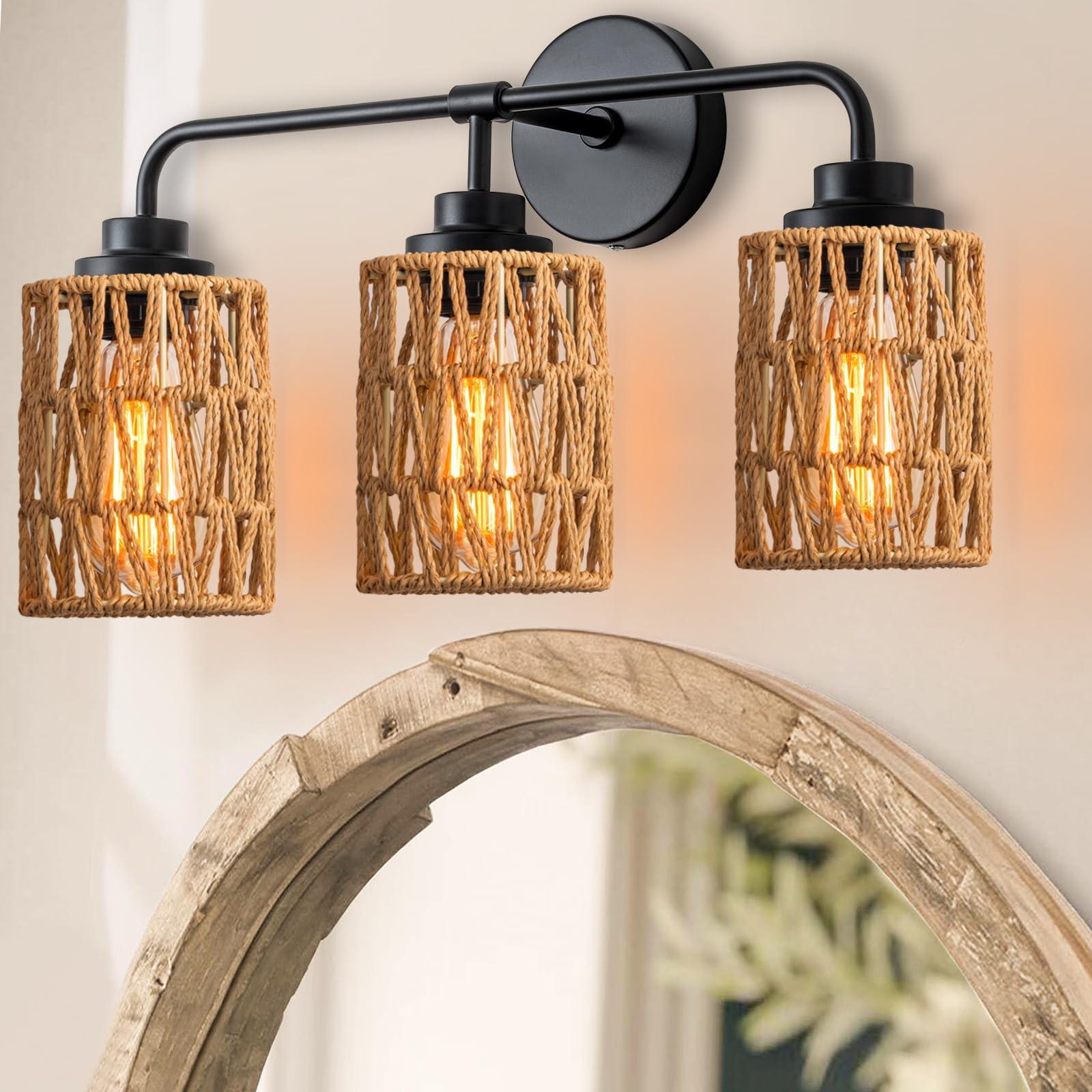 Unique light fixtures can transform your boho bathroom space