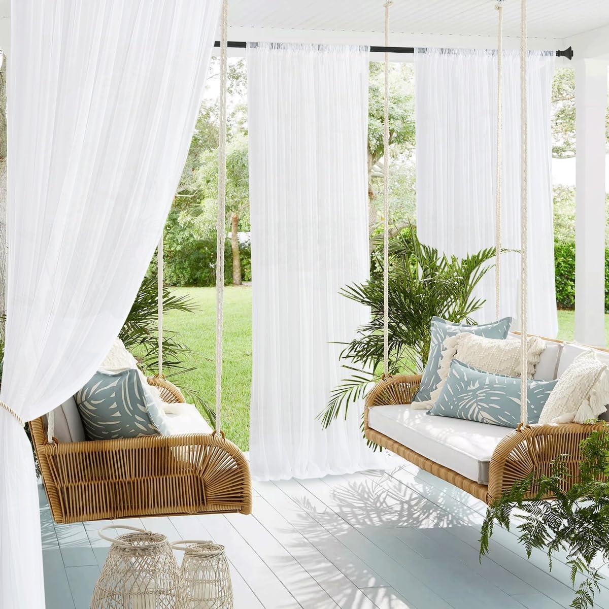 Use sheer curtains for privacy while enjoying your screened porch