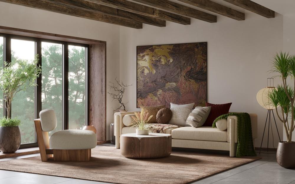 Balance open spaces with cozy accents in your interior design