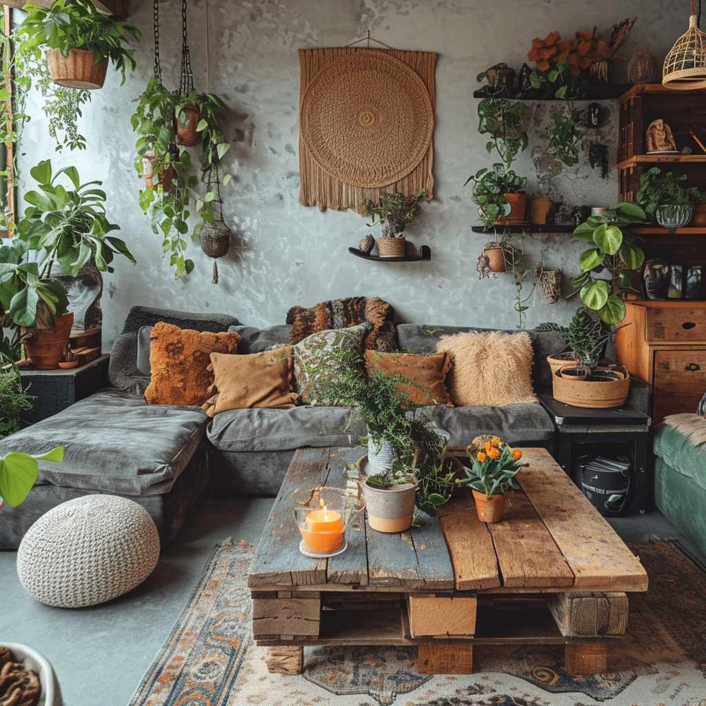 Mix⁣ metals and woods ⁤for a rustic⁤ yet modern aesthetic in your Boho Living ​Room