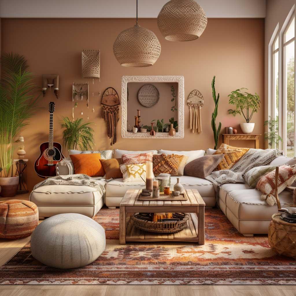 Mix and match patterns with earthy fabrics for a cozy, eclectic⁢ living room