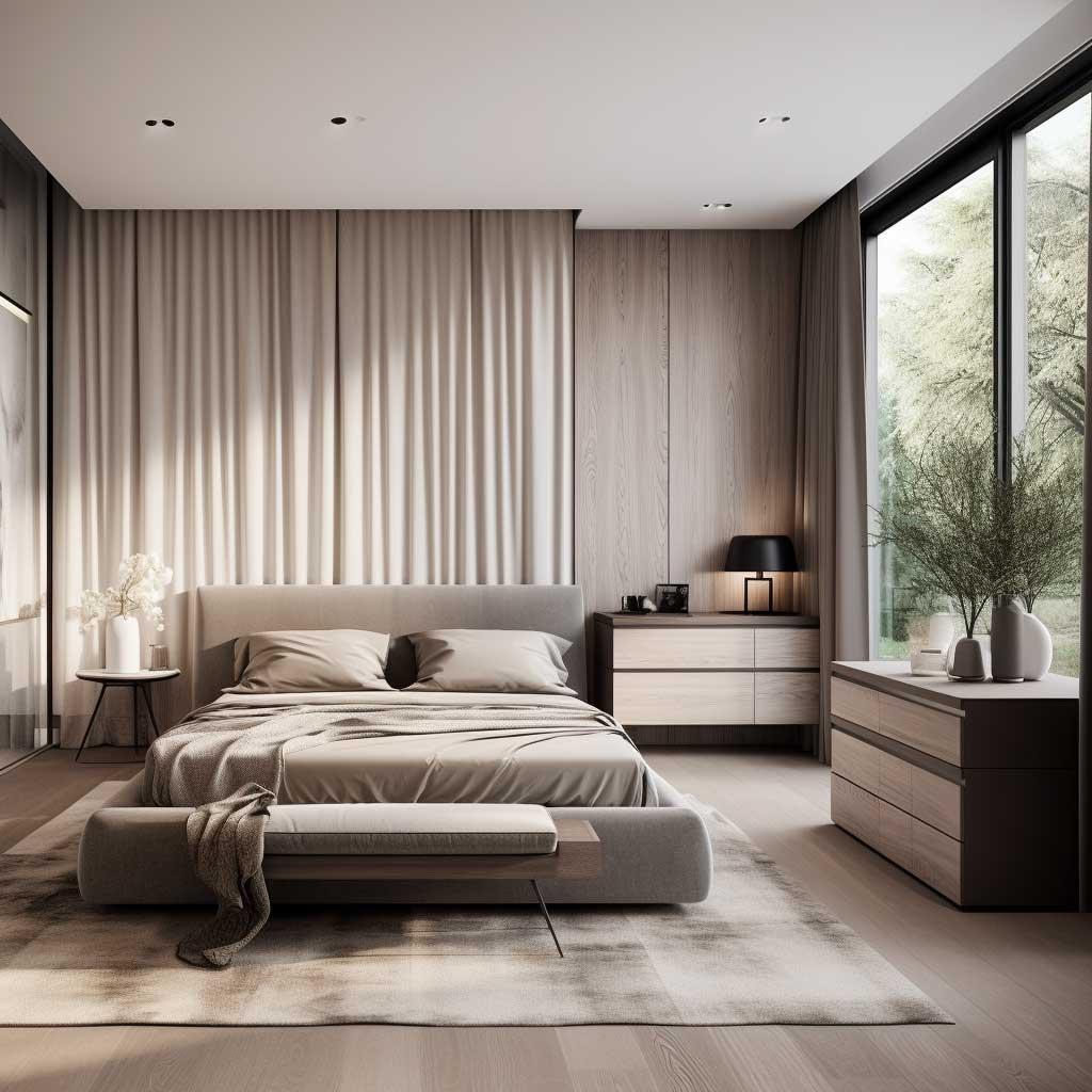 Sleek Bedroom: Minimal decor ⁢and streamlined furniture enhance spaciousness