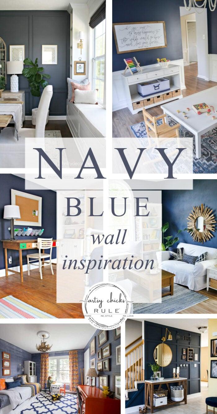 Add a bold navy ⁢accent wall for dramatic contrast