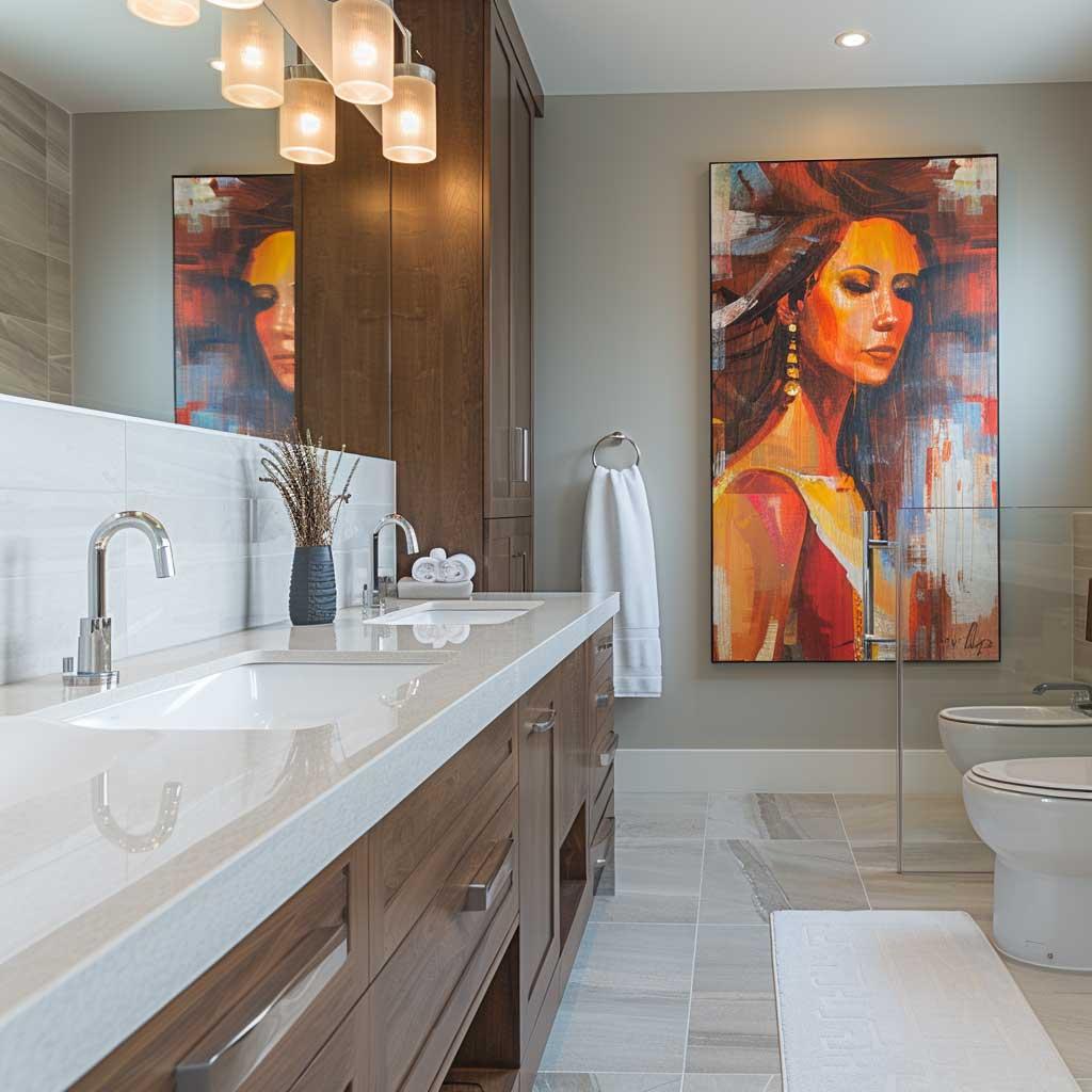 Incorporate unconventional art ‍pieces to surprise‌ guests in your eclectic‌ bathroom