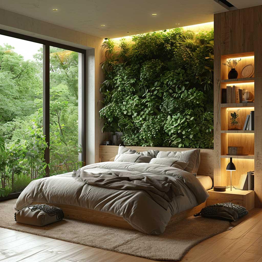 Nature-Inspired Bedroom: Connect to the outdoors with organic materials and colors