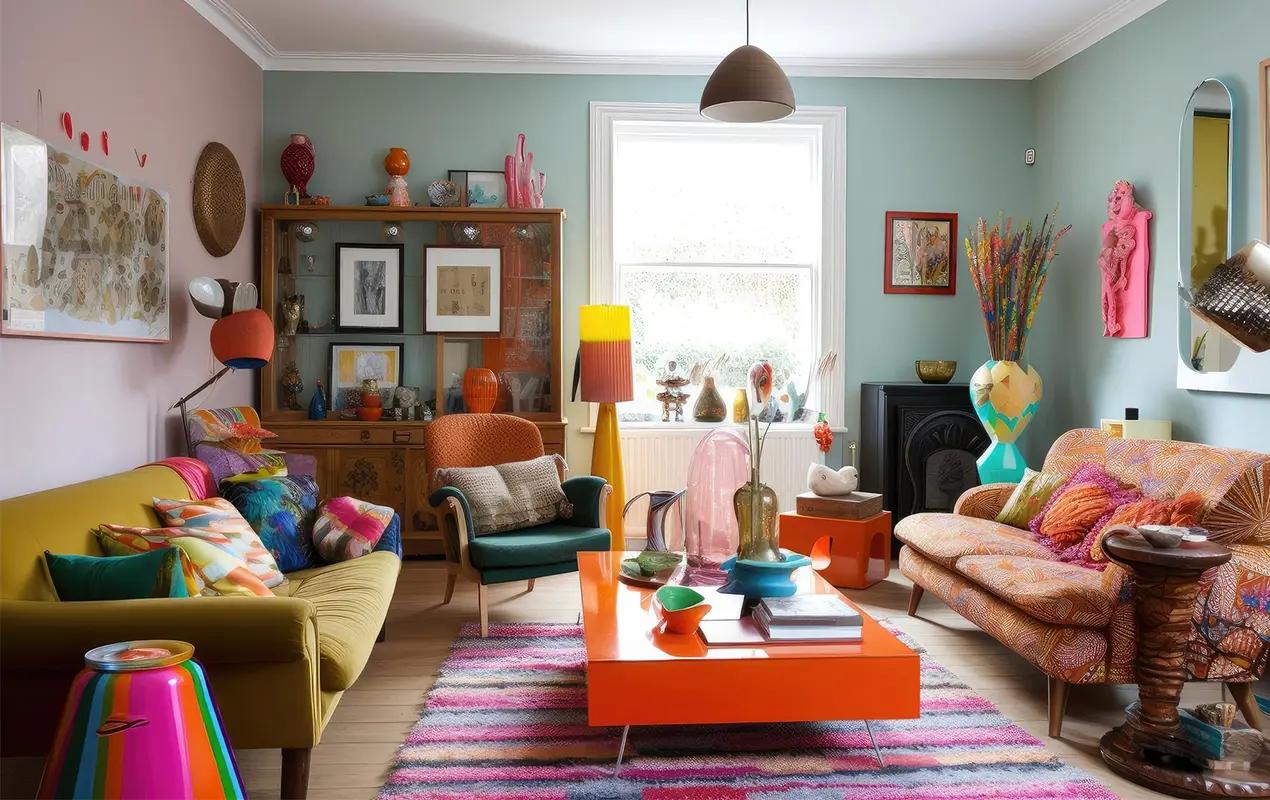 Add a unique coffee table to serve as a focal point in your eclectic living room