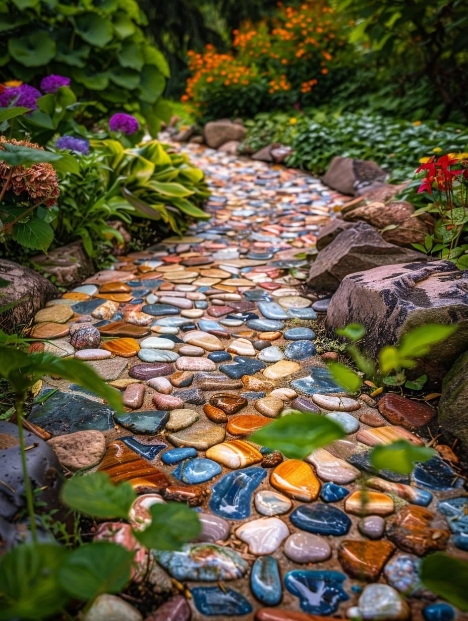 A winding path of pebbles⁣ enhancing ⁢your Boho Backyard serenity