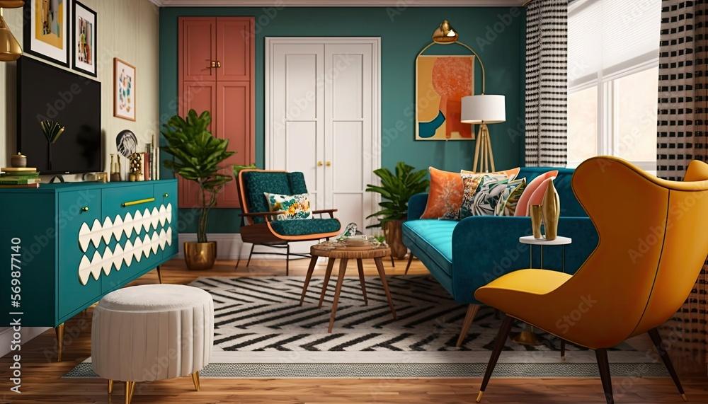 Retro⁢ Living​ Room: Nostalgic furnishings and color palettes transport you ‌back in time