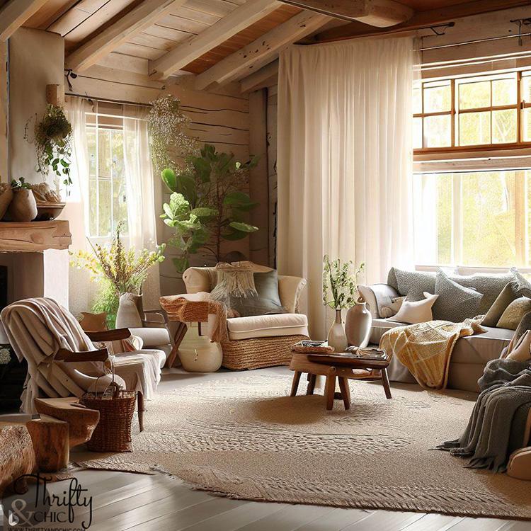 Rustic Living Room: Natural materials and⁢ cozy warmth create inviting vibes