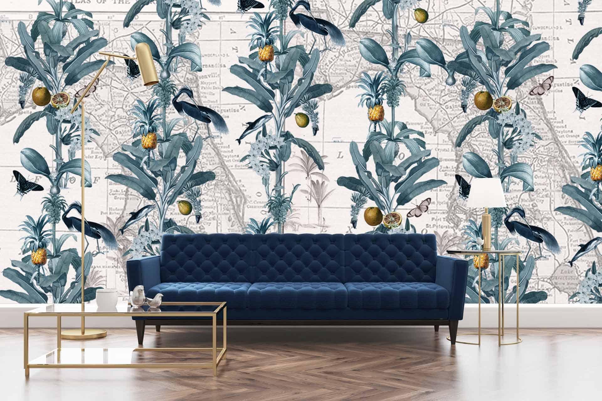 Introduce greenery to​ breathe life into ‌your blue​ living room