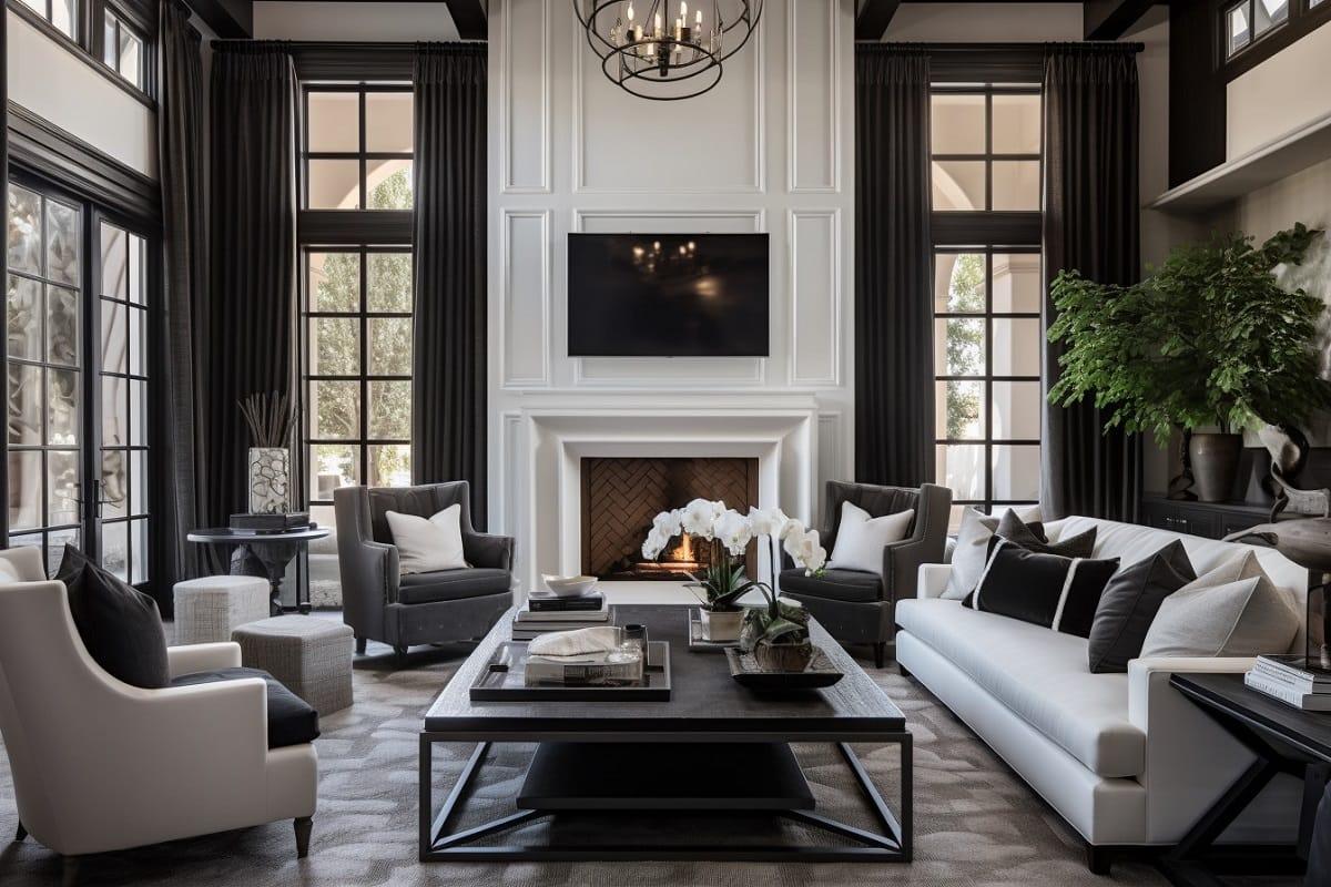 Sophisticated Living Room: Luxurious fabrics and rich colors for an upscale ‌touch