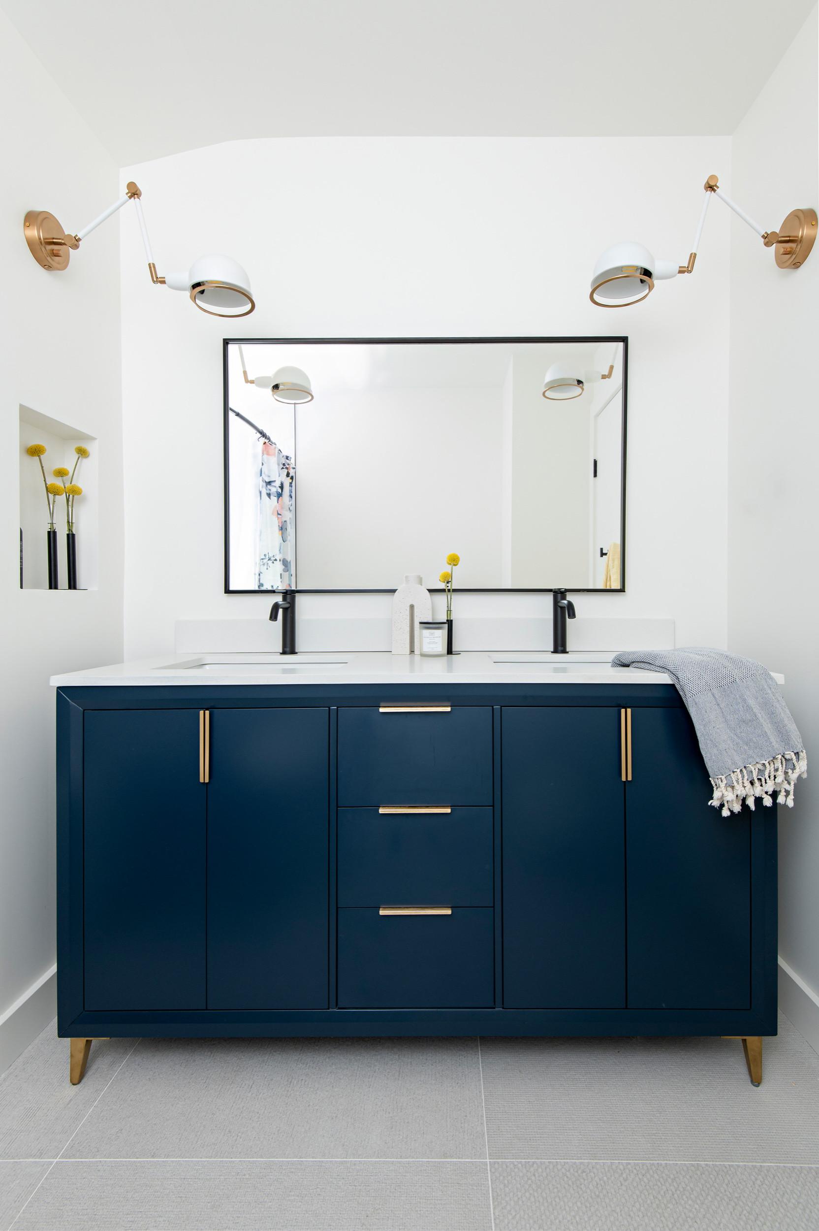 Upgrade hardware with unique knobs for an easy eclectic bathroom refresh