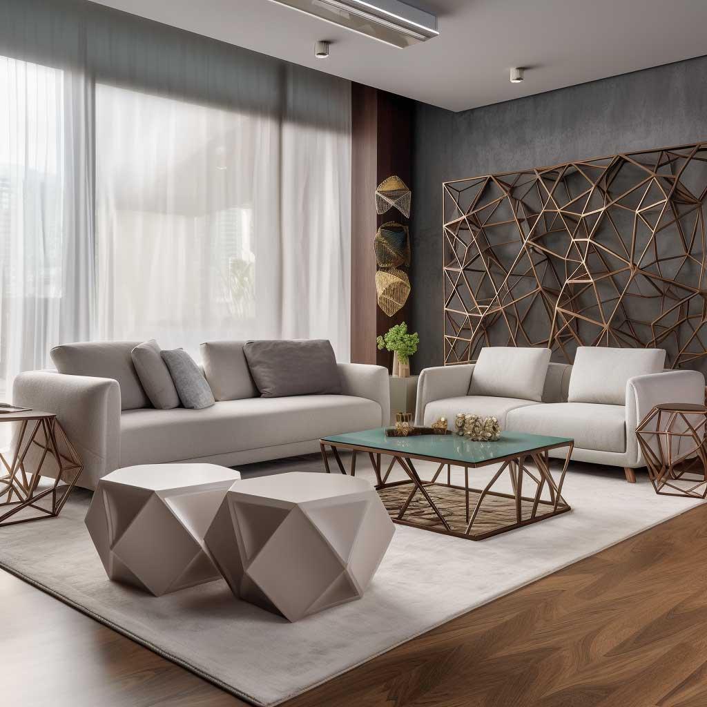 Play ⁢with geometric shapes in decor and furniture for a‌ modern contemporary living room look