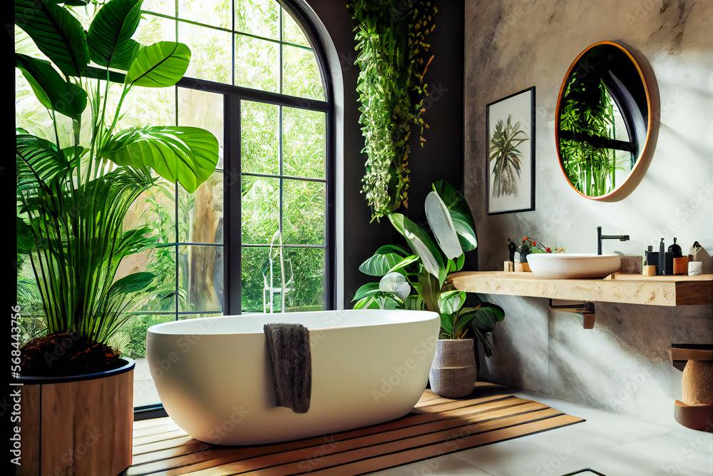 Introduce plants for a refreshing ⁢touch⁣ in ‍your⁢ eclectic‌ bathroom space