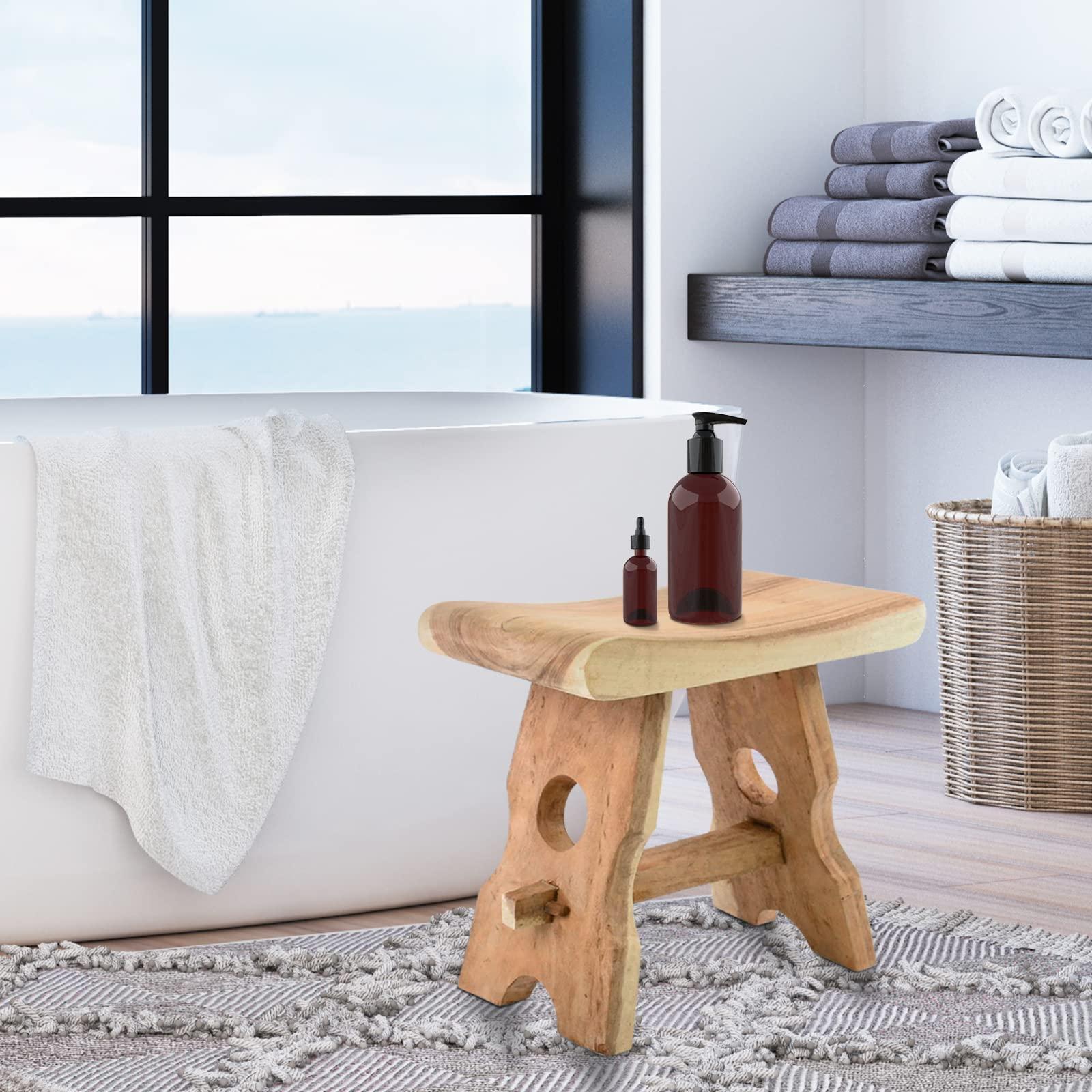 Enjoy charm and character ⁢with a weathered wooden⁤ bathroom stool for extra seating