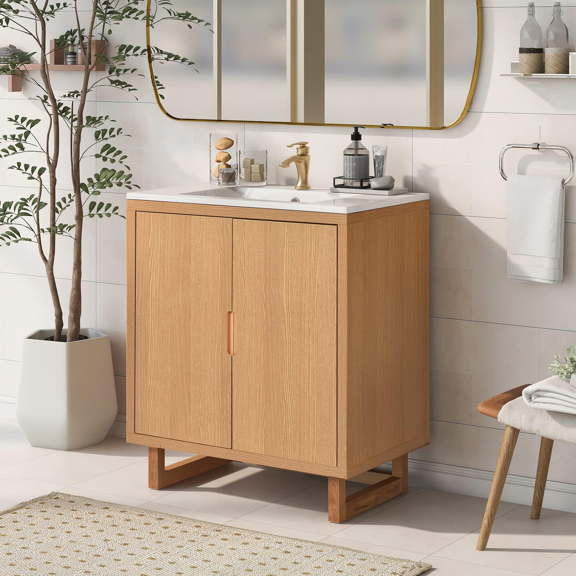 Opt for a wooden bathroom vanity for warmth ​and elegance ‌in your retreat