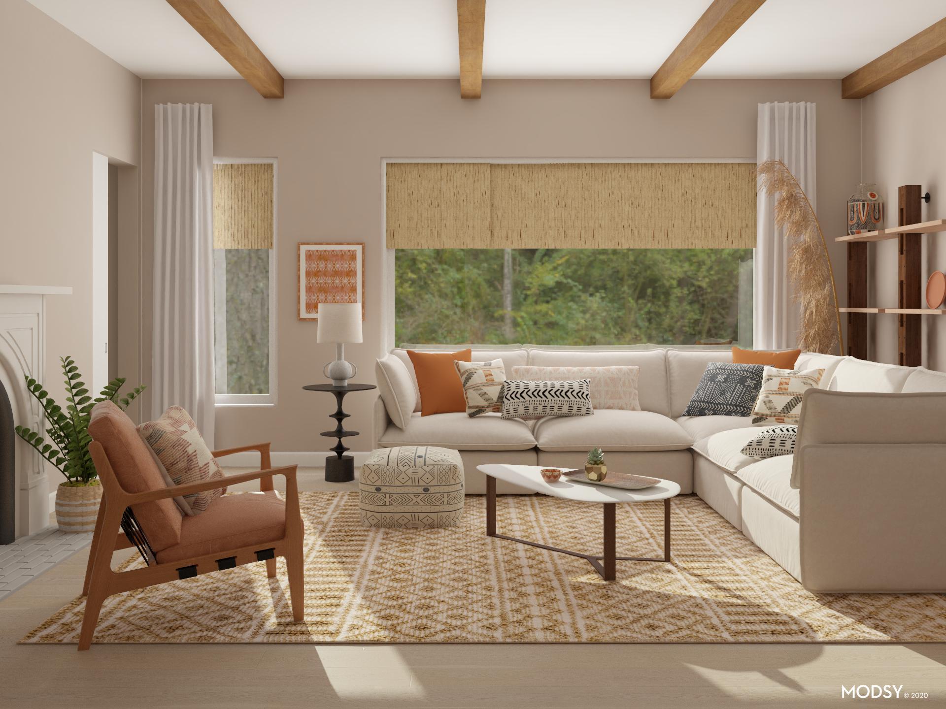 Earthy ‌tones dominate the living room, bringing warmth and comfort to your space