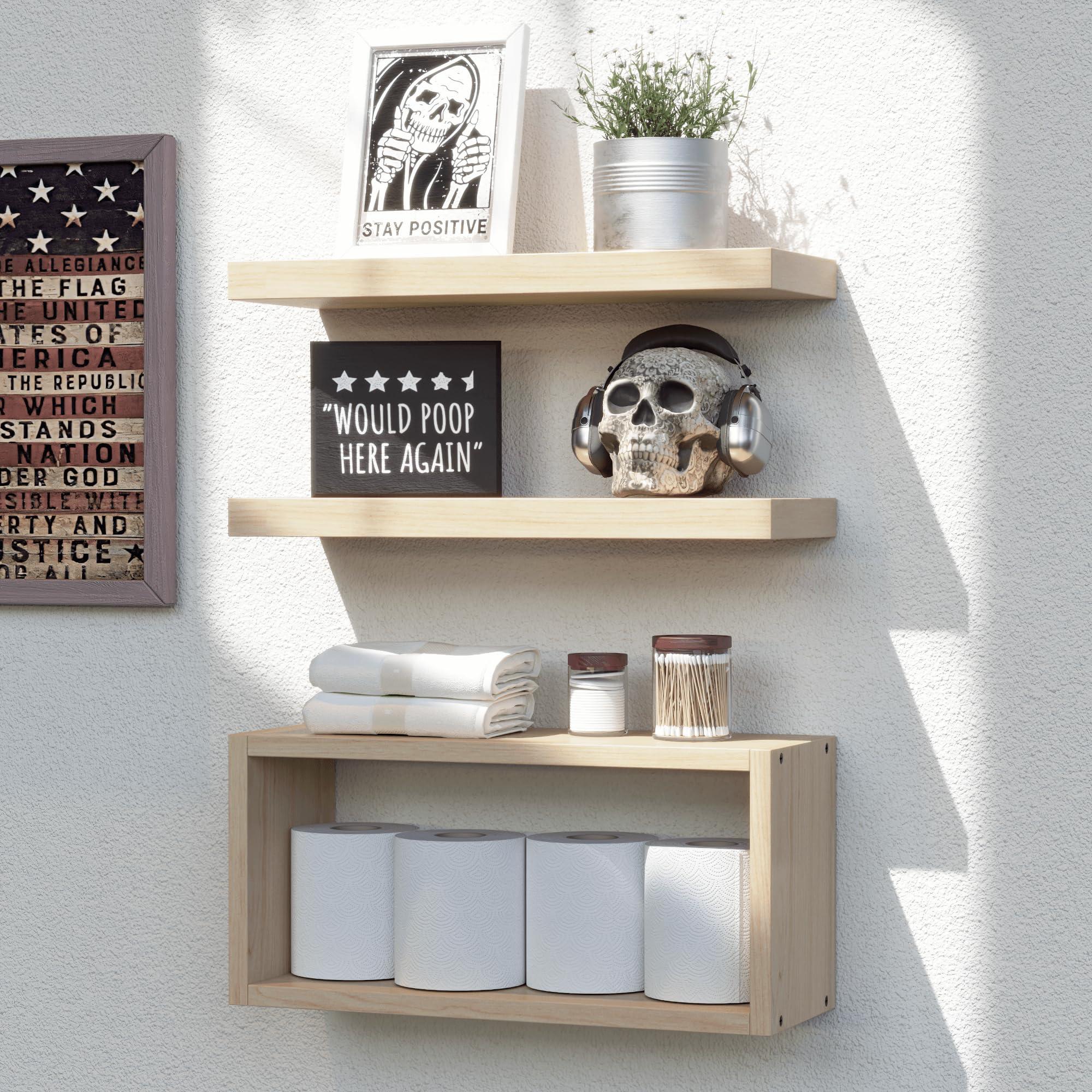 Incorporate floating shelves⁣ for displaying unique decor⁣ in your eclectic bathroom