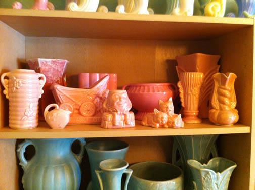 Mix and match vintage ceramics for an interesting tabletop display in your living room