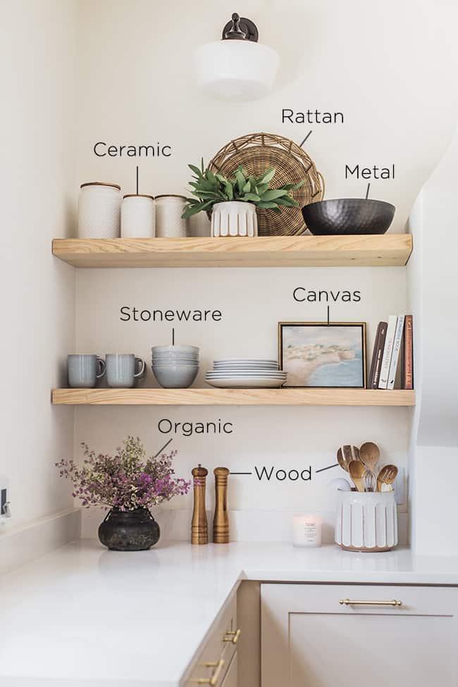 Open shelving: Display decor and books for functional interior design beauty