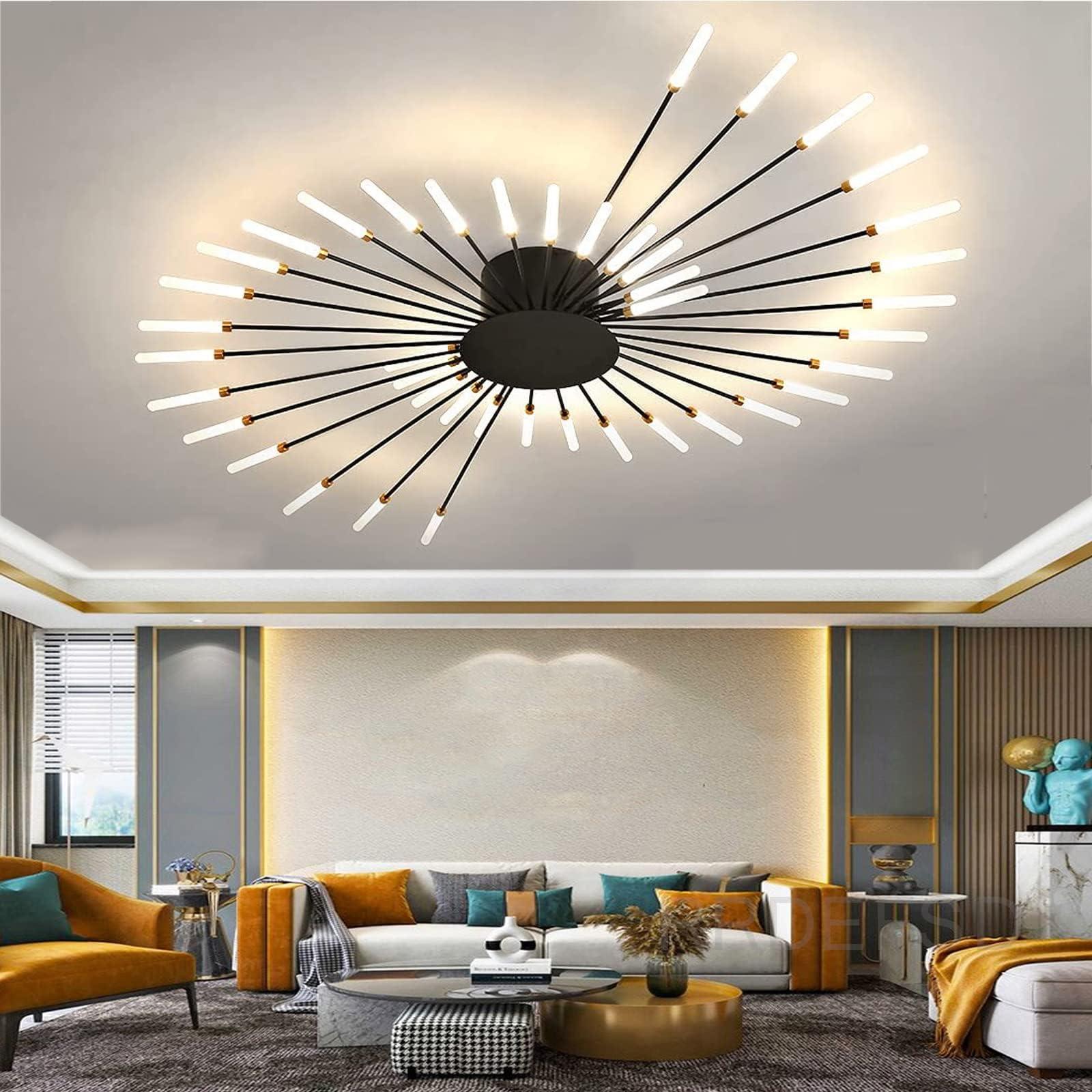 Play with lighting fixtures to make a statement in​ your contemporary living room