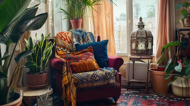 Blend cultures with global textiles for a rich look in your Boho Living Room