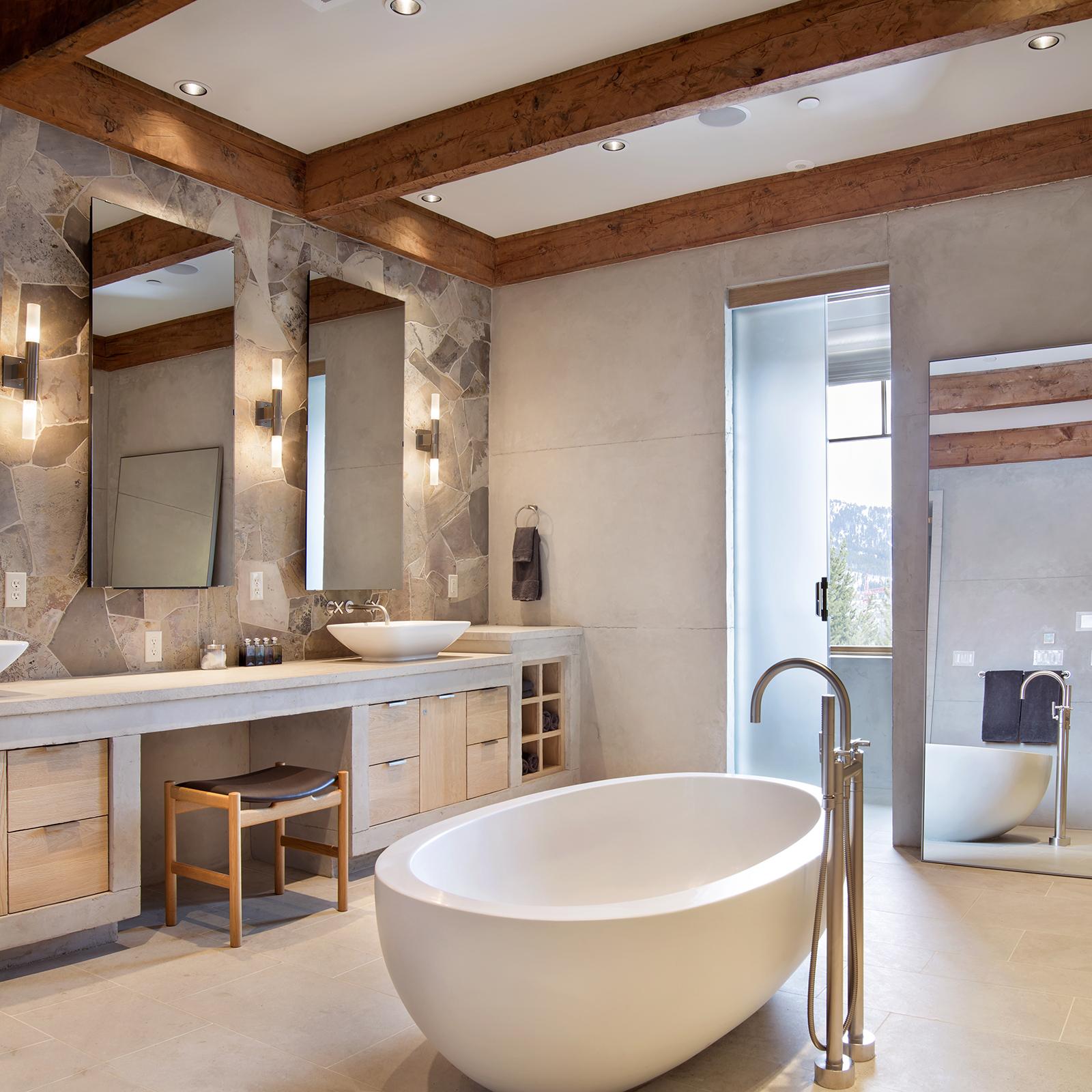 Bath‍ trays hold drinks and books in your chalet bathroom