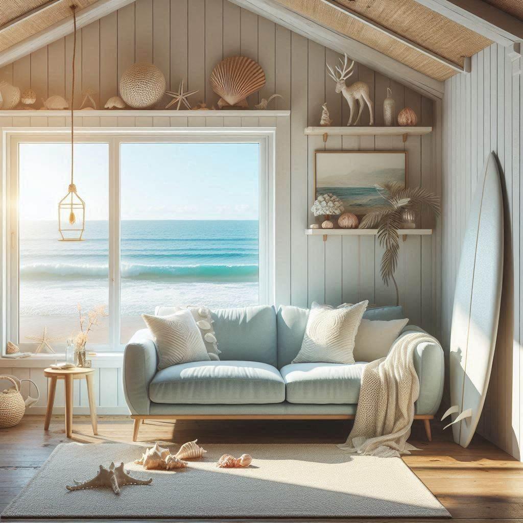 Coastal Living Room: ‌Soft blues and whites embody relaxing seaside ⁤vibes