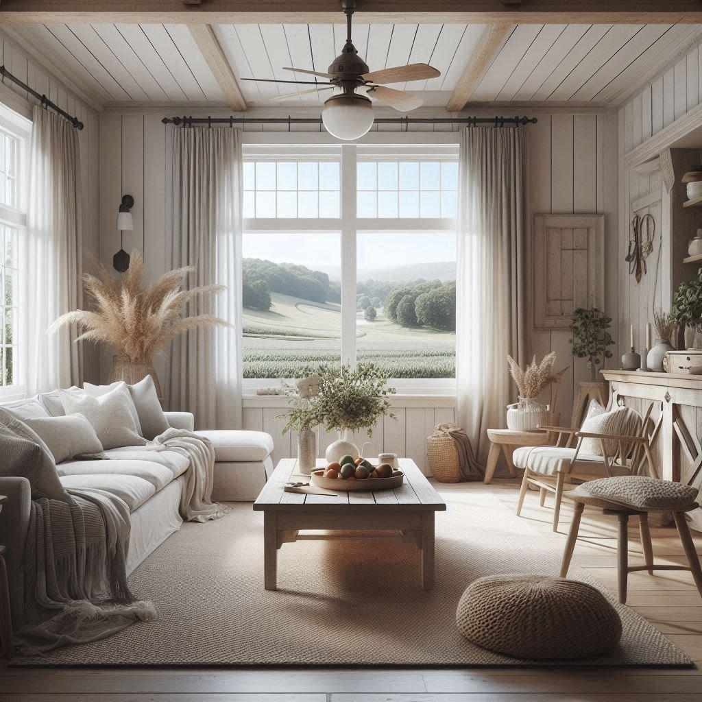 Farmhouse Living Room: Inviting style with shiplap walls‍ and vintage ‌charm