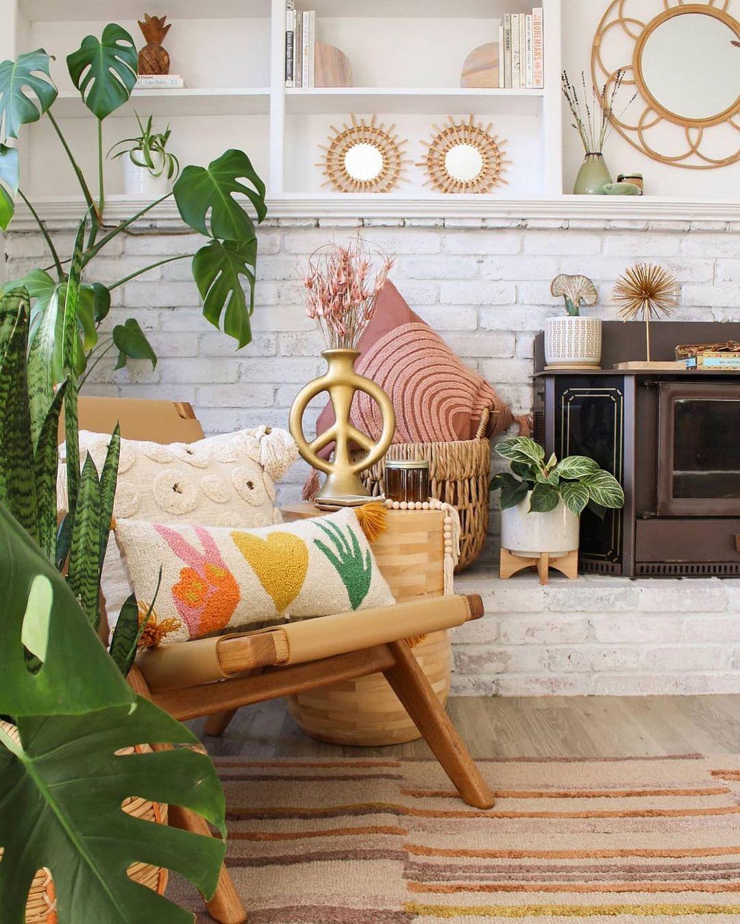 Decorate with an array of houseplants to breathe life into ​your Earthy Living Room